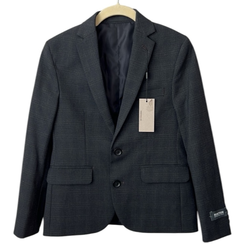 Kenneth Cole Reaction Black and Gray Suit Blazer Jacket Size 10
